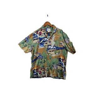 Vintage Men's Aloha Camp Shirt Rayon Woody Station Wagon Diamond Head Hawaiian L